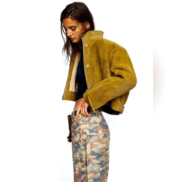 Free People We The Free Wes Suede Bomber Jacket NWT - Picture 10 of 15